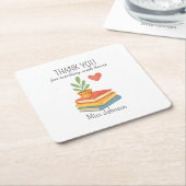 ありがとう先生 – 心のこもった感謝の贈り物 – スクエアペーパーコースター (アングル)