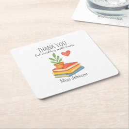 ありがとう先生 – 心のこもった感謝の贈り物 –  スクエアペーパーコースター