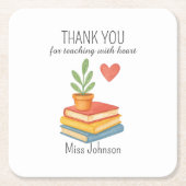 ありがとう先生 – 心のこもった感謝の贈り物 – スクエアペーパーコースター (正面)