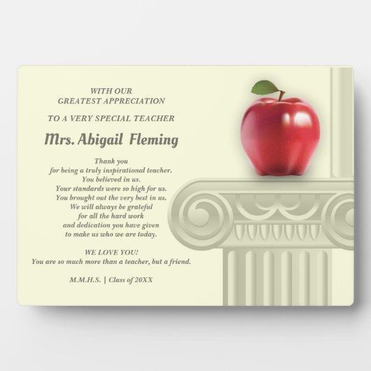 ありがとう先生。教育記号名前をカスタムする フォトプラーク (正面)