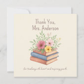 ありがとう先生 – 水彩フラワーフラットカード (正面)