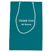 ありがとう先生。笑顔のデイジー名前をカスタムする ミディアムペーパーバッグ (裏面)