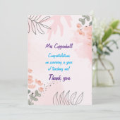 ありがとう先生。編集可能な先生名と子名 サンキューカード (スタンド正面)