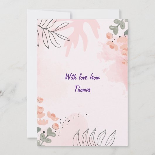 ありがとう先生。編集可能な先生名と子名 サンキューカード (裏面)