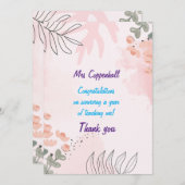 ありがとう先生。編集可能な先生名と子名 サンキューカード (正面/裏面)