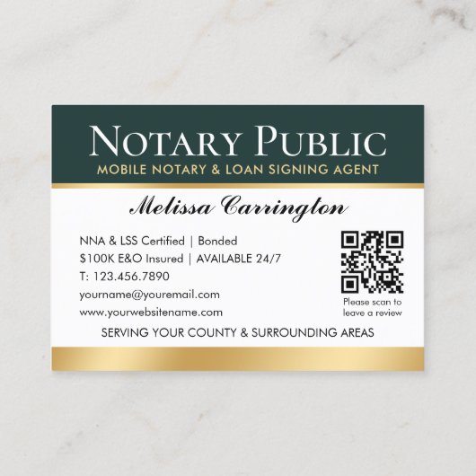 ありがとう公証人公開写真ダークグリーン 名刺 (裏面)