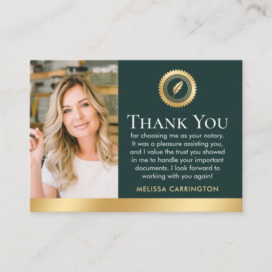 ありがとう公証人公開写真ダークグリーン 名刺 (正面)