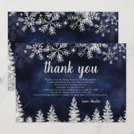 ありがとう冬の銀雪の松の赤ちゃんシャワー サンキューカード