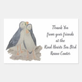 ありがとう動物の救助かわいいパフィン 長方形シール (正面)