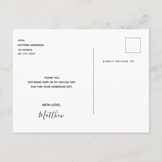 ありがとう卒業おめでとうブラックゴールドコンフェッティ ポストカード (裏面)