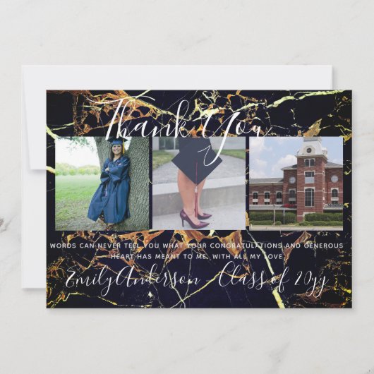 ありがとう卒業カード3 x PHOTO Collage MARBLE サンキューカード (正面)