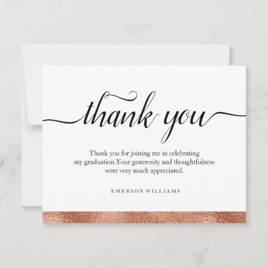 ありがとう卒業ゴールドフォイルありがとうノートカード サンキューカード (正面)