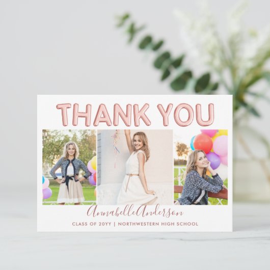 ありがとう卒業バラ金ゴールド3写真卒業 サンキューカード (スタンド正面)