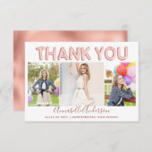 ありがとう卒業バラ金ゴールド3写真卒業 サンキューカード (正面/裏面)