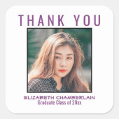 ありがとう卒業ブラックプラムパープルカスタム スクエアシール (正面)