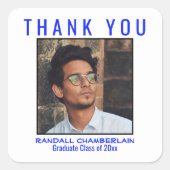 ありがとう卒業式ブライトブルーブラックカスタム スクエアシール (正面)