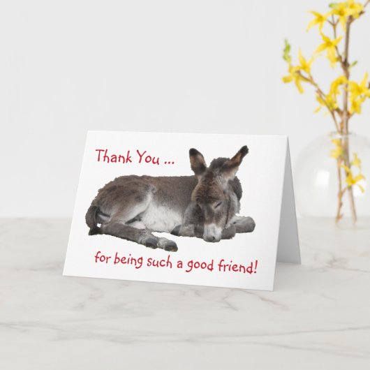 ありがとう友人ロバ カード (黄色い花)