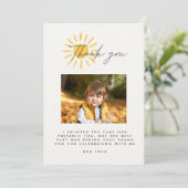 ありがとう可愛いおもしろい写真の水の色の太陽の誕生日 サンキューカード (スタンド正面)