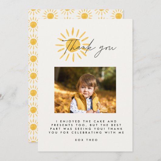 ありがとう可愛いおもしろい写真の水の色の太陽の誕生日 サンキューカード (正面/裏面)