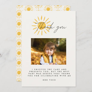 ありがとう可愛いおもしろい写真の水の色の太陽の誕生日 サンキューカード