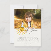 ありがとう可愛いおもしろい水色の太陽の誕生日 サンキューカード (正面)