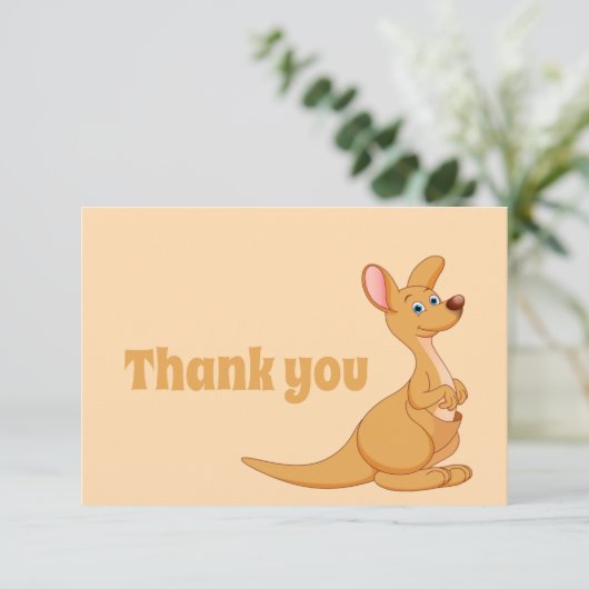ありがとう可愛いカンガルー漫画の動物 サンキューカード (スタンド正面)