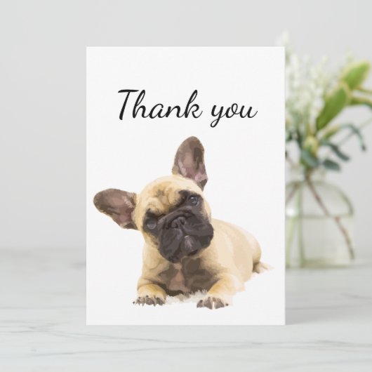 ありがとう可愛いパグ犬の動物おもしろい サンキューカード (スタンド正面)