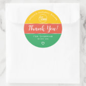 ありがとう可愛いレインボーキャンディカラーティール(緑がかった色)かわいいロゴ ラウンドシール (バッグ)