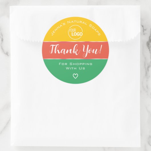 ありがとう可愛いレインボーキャンディカラーティール（緑がかった色）かわいいロゴ ラウンドシール (バッグ)