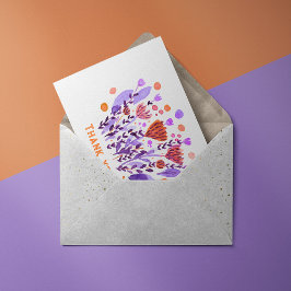 ありがとう可愛いレトロなドードルの花 ポストカード