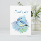 ありがとう可愛い水彩青鳥の庭の鳥の芸術 サンキューカード (スタンド正面)