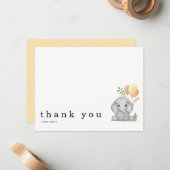 ありがとう可愛い象の黄色男女兼用 ノートカード (正面/裏面インサイチュ)