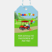 ありがとう可愛い1th誕生日レッドゴルフカート少年 ギフトタグ (正面)