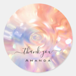 ありがとう名前16ブライダルピンクホログラフブライダル ラウンドシール
