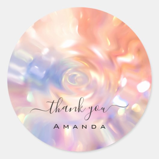 ありがとう名前16ブライダルピンクホログラフブライダル ラウンドシール (正面)