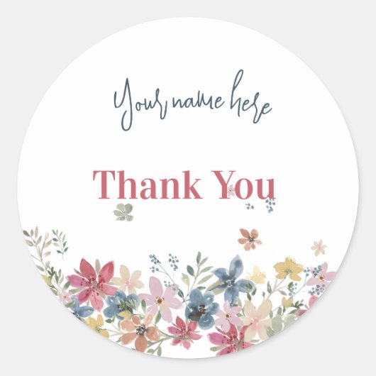 ありがとう商品ラベル畑の花 ラウンドシール (正面)