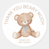 ありがとう多くのテディベア男の子ベイビーシャワー ラウンドシール (正面)