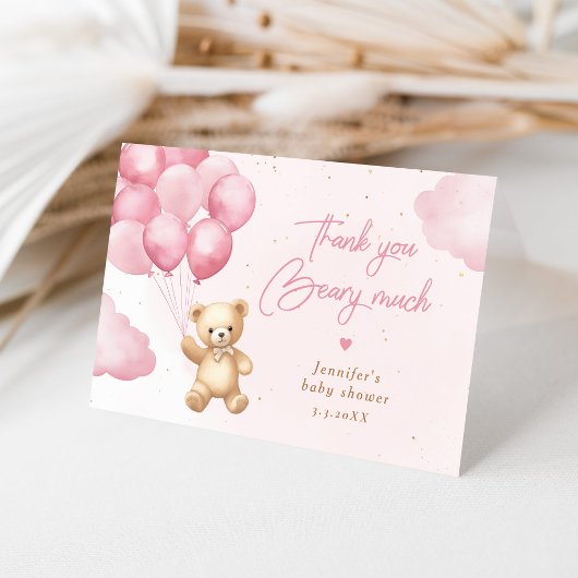 ありがとう多くのピンクのテディベアありがとう サンキューカード