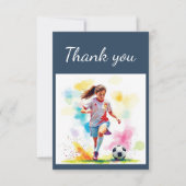 ありがとう女の子サッカー選手コーチ、ゲームスポーツ サンキューカード (正面)