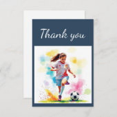 ありがとう女の子サッカー選手コーチ、ゲームスポーツ サンキューカード (正面/裏面)