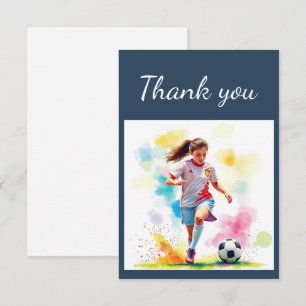 ありがとう女の子サッカー選手コーチ、ゲームスポーツ サンキューカード