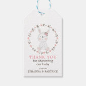 ありがとう女の子ベビーバニー赤ちゃんシャワー ギフトタグ (正面)