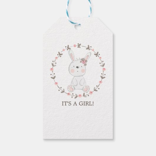 ありがとう女の子ベビーバニー赤ちゃんシャワー ギフトタグ (裏面)