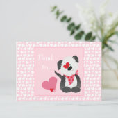 ありがとう子犬ハートパターンピンク白 サンキューカード (スタンド正面)