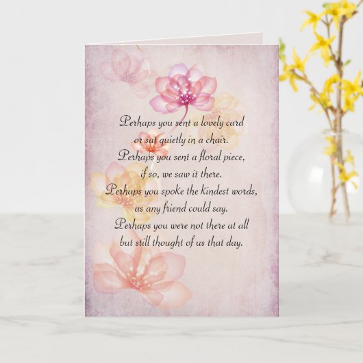 ありがとう家族フローラ悔やみや弔慰 カード (黄色い花)