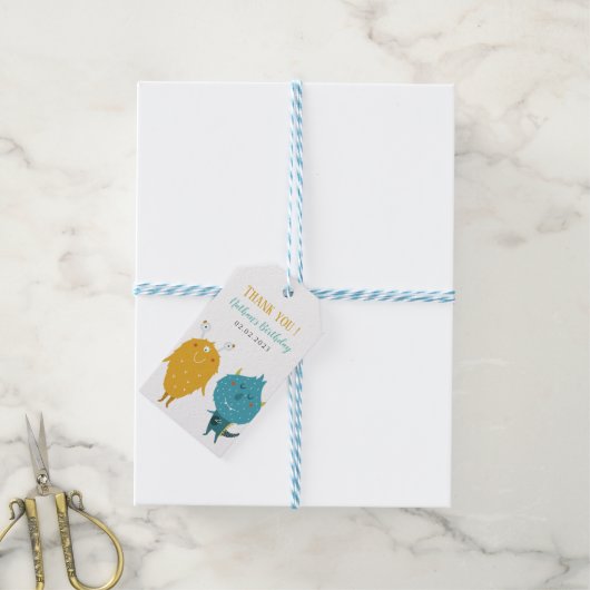 ありがとう小さなモンスター赤ちゃんシャワーギフトラベル ギフトタグ (より糸付き)