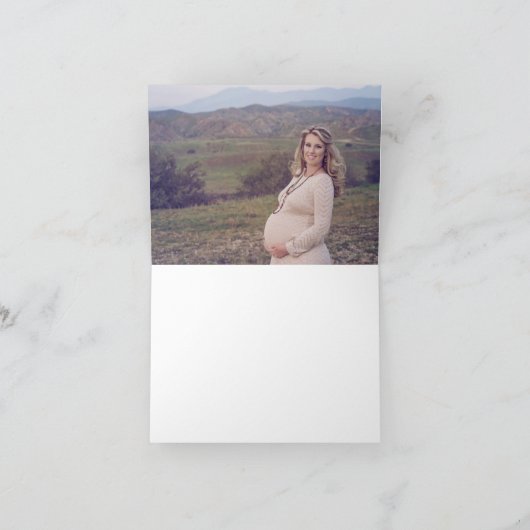 ありがとう小さな男の赤ちゃんシャワー青 |写真 サンキューカード (内部)