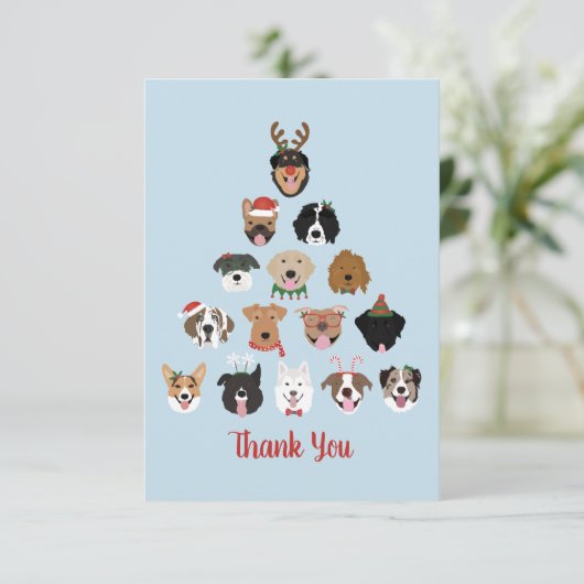 ありがとう幸せなパウィリデイズドグクリスマスツリー サンキューカード (スタンド正面)