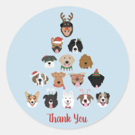 ありがとう幸せなパウィリデイズドグクリスマスツリー ラウンドシール