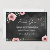 ありがとう悔やみや弔慰ブラック&ピンクフローラフォトカード サンキューカード (裏面)